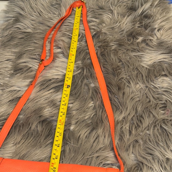 J. Crew Tilbury Coral Dark Poppy 100% Leather Crossbody Bag Purse - Picture 9 of 9